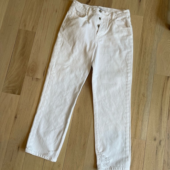 J Brand High Waist Cropped White Destruct straight leg jeans - Picture 2 of 4
